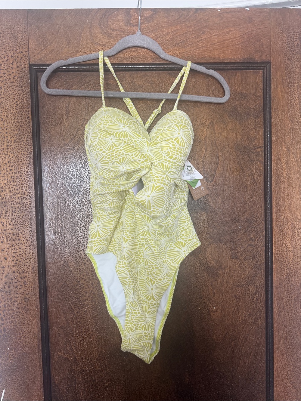 Women’s light green Floral One-Piece Swimsuit with Strappy Detail from Berlook
